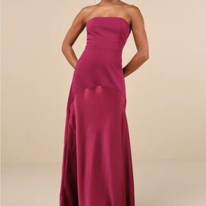 Lulu's Strapless Magenta Gown